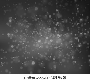 Black And White Stylish Background With Blurred Particles. Vector Eps10. Falling Snow, Dust.