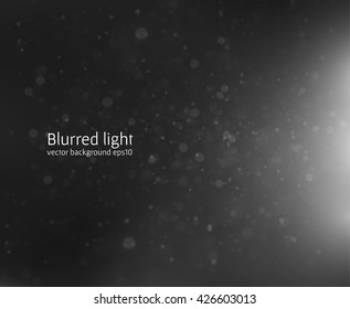 Black and white stylish background with blurred particles. Vector eps10. Falling snow, dust