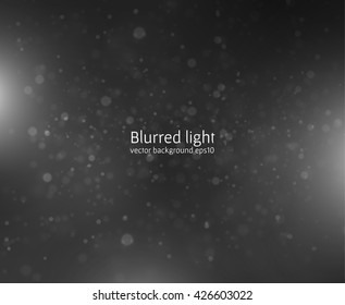 Black and white stylish background with blurred particles. Vector eps10. Falling snow, dust