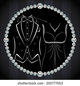 Black and white stylish invitation or wedding card. Vector