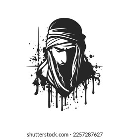 Black and white stylish logo depicting a Muslim man.