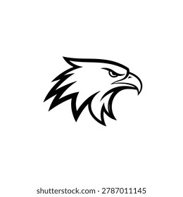 Black and white stylized eagle head logo with sharp lines and aggressive expression