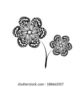 Black and white stylized flower. Vector 