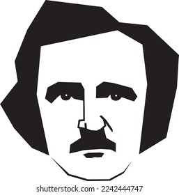 Black and White Stylized Illustration of Edgar Allan Poe