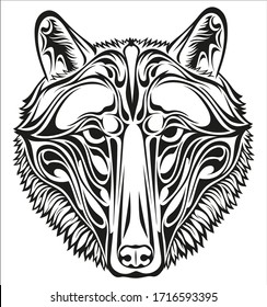 Imagen estilizada en blanco y negro de un bozal de un lobo por tatuaje y otro.