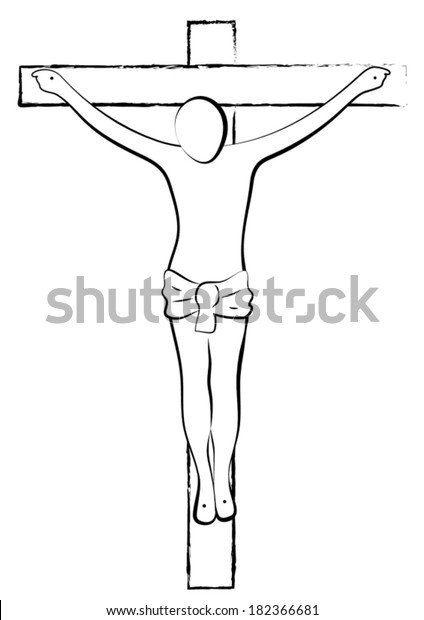 Black White Stylized Line Drawing Jesus Stock Vector Royalty Free