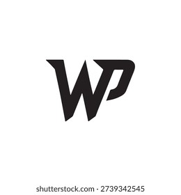 Black and white stylized logo design featuring the letters w and p in a bold italic font.