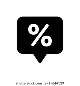 Black and white stylized speech bubble icon representing message or notification