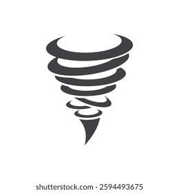 Black and white stylized tornado icon