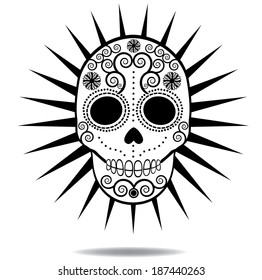 Black and white sugar skull.  EPS 10 vector, grouped for easy editing. No open shapes or paths.