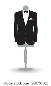 a black and white suit on a mannequin