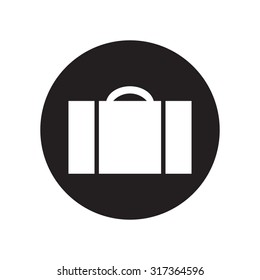 black and white Suitcase . Classic flat icon. Vector illustration