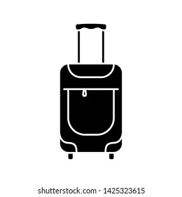 Black and white suitcase icon. Flat style. Vector illustration.