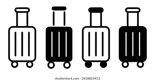 Black and White Suitcase Icons Travel Baggage Vector Illustration Design