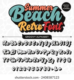 Black and white summer beach typography retro Font template