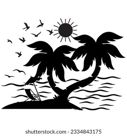 Black And White Summer vector T-shirt Design