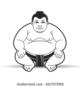 Black White Sumo Action Vector Cartoon Stock Vector (Royalty Free ...