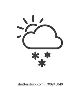 Black and white sun icon behind a snow cloud