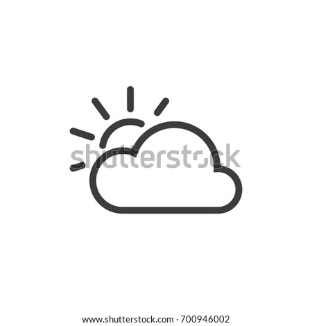 Black and white sun icon behind the cloud