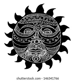 Black and white Sun illustration 