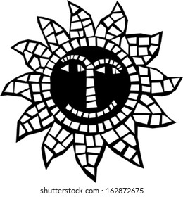 Black and white sun mosaic icon