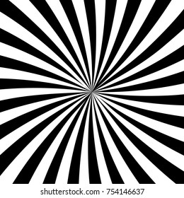 Black and White Sun Rays, Beams Element, Sunburst Pattern, Starburst Shape on White Background. Radiating, Radial, Merging Lines, Abstract Circular Geometric Shape