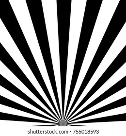 Black and White Sun Rays, Beams Element, Sunburst Pattern, Starburst Shape on White Background. Radiating, Radial, Merging Lines, Abstract Circular Geometric Shape