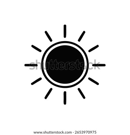 A black and white sun symbol icon vector