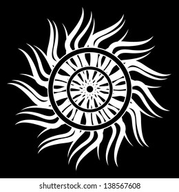 Black and white sun for tattoo