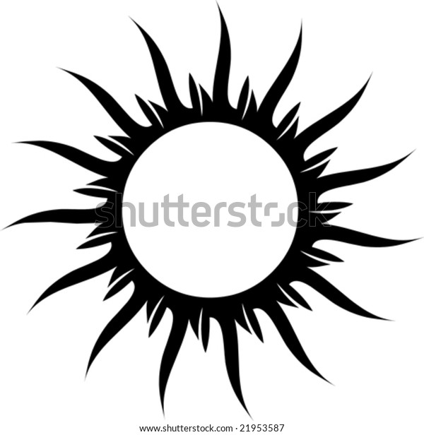 Black White Sun Tattoo Stock Vector (Royalty Free) 21953587