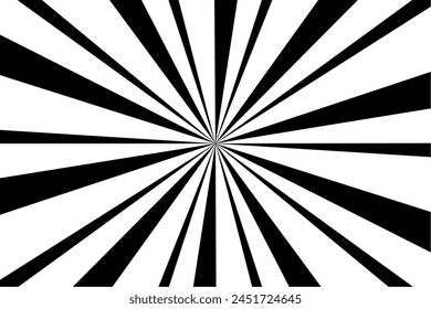 black and white sunbeam explosion background with comic effect vector