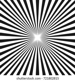 Black & white sunburst background. Vector striped seamless pattern with diagonal concentric lines. Repeat geometric tiles. Abstract monochrome texture. Radial stripes. Stylish vintage design element