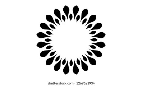 Black and white sunburst circle vector isolated on white background, for logo template, icon, symbol design element