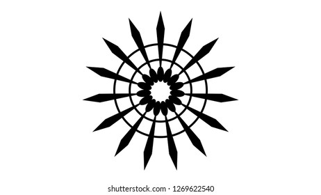 Black and white sunburst circle vector isolated on white background, for logo template, icon, symbol design element