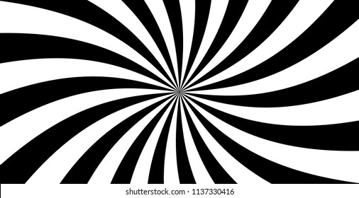 Black And White Sunburst Pattern Abstract Background. Ray. Radial  Vector