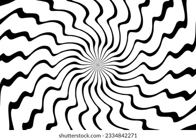 Black And White Sunburst Pattern Abstract Background. Perspective. Ray. Radial  Vector