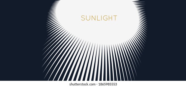 Black and white sunburst pattern. Sun ray or star burst. Radial lines background. Explosion vector illustration with copy space. 