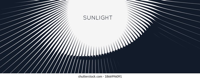 Black And White Sunburst Pattern. Sun Ray Or Star Burst. Radial Lines Background. Explosion Vector Illustration With Copy Space. 