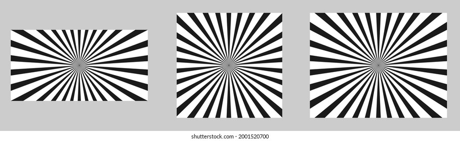 Black and white Sunburst Pattern. Vintage Sun burst Black and White, Vector set Template.