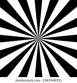 Black and white sunburst sun rays vertical abstract background, Retro vintage spiral stripes starburst radial pattern, beam lines circus carnival, sunrise transparent element, vector illustration.