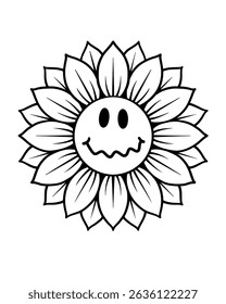Black and white sunflowers icon set element