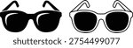 Black and White Sunglasses Icon Set Vector