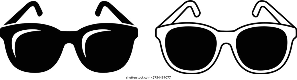 Conjunto de iconos de gafas de sol en blanco y negro Vector