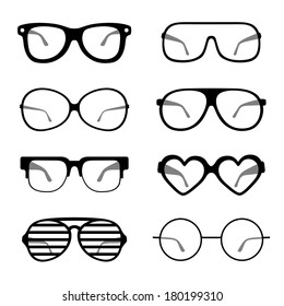 Black and white sunglasses icons