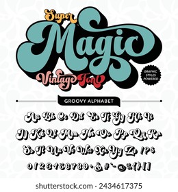 Black and White Super Magic Retro Vintage Display bold Font alphabet