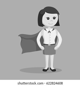 black and white super office girl standing pose black and white style