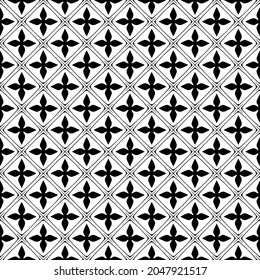 Black and white surface pattern texture. Bw ornamental graphic design. Mosaic ornaments. Pattern template. Vector illustration.