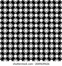 Black and white surface pattern texture. Bw ornamental graphic design. Mosaic ornaments. Pattern template. Vector illustration.