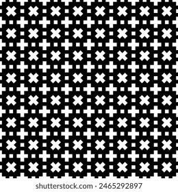 Black and white surface pattern texture.Mosaic ornaments.Pattern template.Fashion print patterns made with plus sign