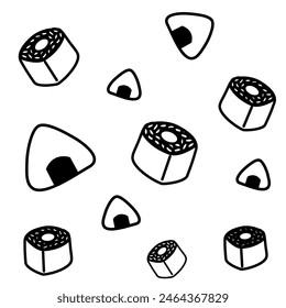 Black and white sushi logo wallpaper vector